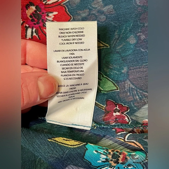 KUT FROM THE KLOTH Navy floral sheer long sleeve top‎ size XL. - Picture 11 of 13